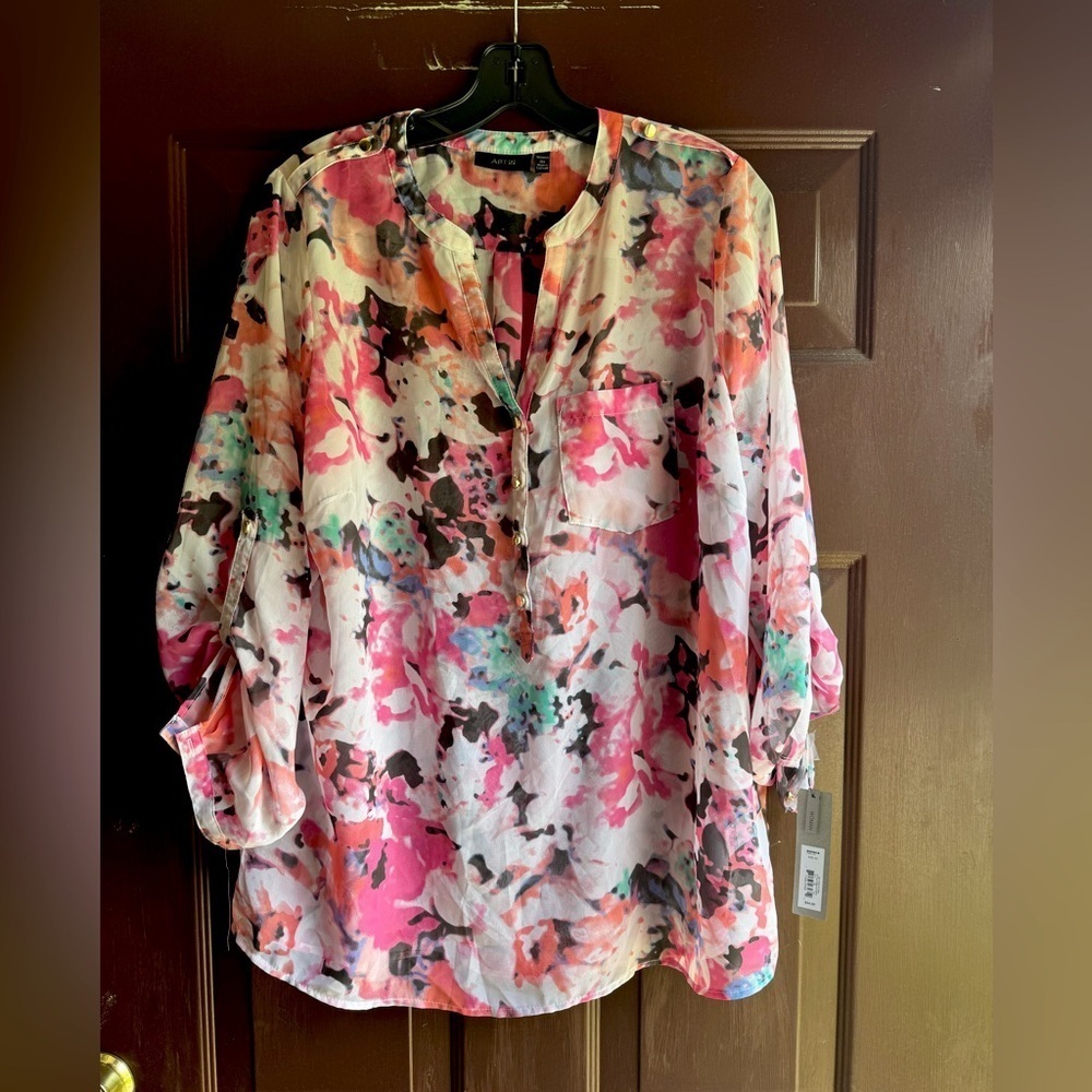 Apt 9 Sheer Floral Blouse Size 0X NWT